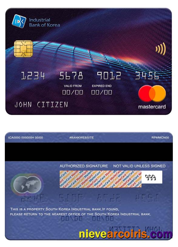South Korea Industrial Bank mastercard